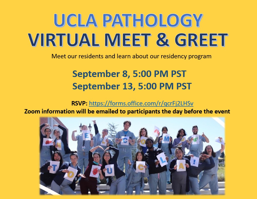 UCLA_Pathology's tweet image. ❤️🔬? Join us at our virtual Residency Meet &amp;amp; Greets!  Come meet our residents &amp;amp; learn more about our program! #pathology #path2path #PathTwitter #PathMatch2023 #PathMatch23 

RSVP here ➨ bit.ly/3AGlv0h