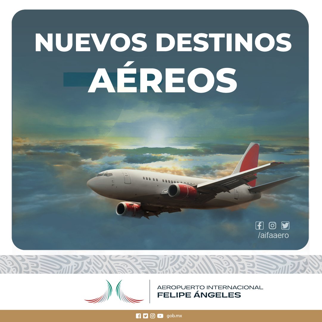 aifaaero's tweet photo. Te presentamos los nuevos destinos que las aerolíneas tienen para ti. 

¿Qué esperas? Consiéntete y viaja. 

#AIFA #Aeropuerto #FelipeÁngeles #NuevosDestinos #RutasAéreas #Viaje #Aerolíneas https://t.co/xbnCOaAOX5