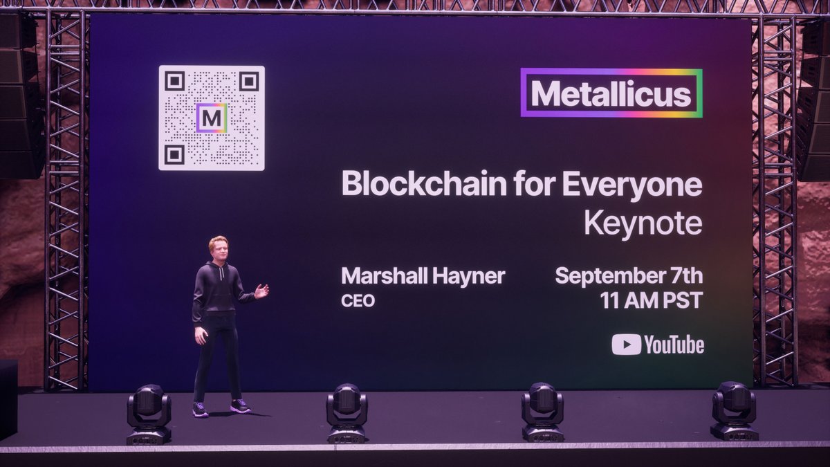 MetallicusTDBN's tweet photo. While others slowed down, we decided to turn it up.

Join @MarshallHayner for the Blockchain for Everyone keynote, and discover what the future of #blockchain looks like.

📅 September 7th
⌚️ 11AM PST
🎥 YouTube Live
🔗 https://t.co/TUfniReQX9

#WeAreMetallicus https://t.co/8vsLQVgY3R