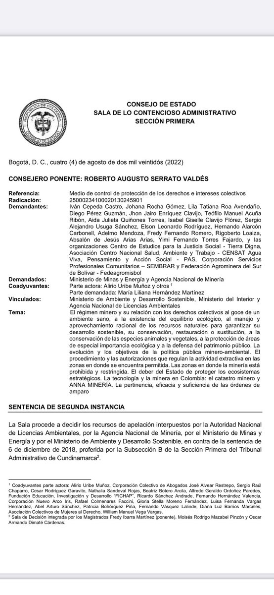 IreneVelezT's tweet image. El @consejodeestado ordena un ordenamiento estructural e integral en la concesión de títulos mineros. Esta concesión debe tener en cuenta afectación ambiental y social. Desde @MinEnergiaCo estamos trabajando de lleno para hacer los ajustes y reformas indicadas en el fallo.