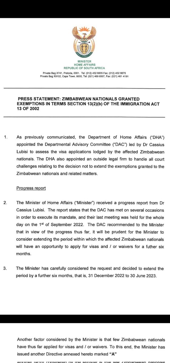South Africa has extended the special permit for Zimbabweans for  another 6_months.The new deadline is June 2023.#Asakhe