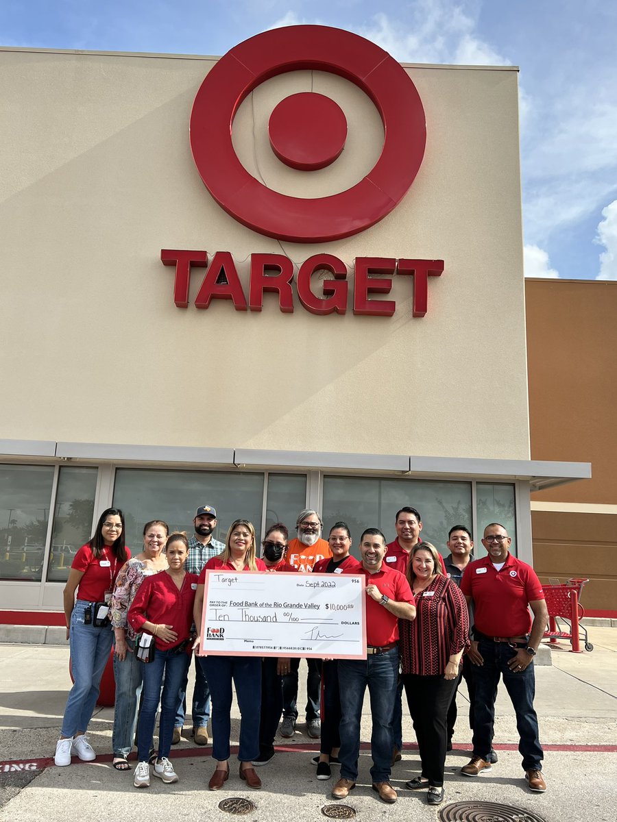 So awesome we get to be part of a company who gives back to the communities in which we operate. Today we present a  $10,000 check to the RGV Foodbank. They are committed to improving lives through food assistance, nutrition education, and access to community services. #target