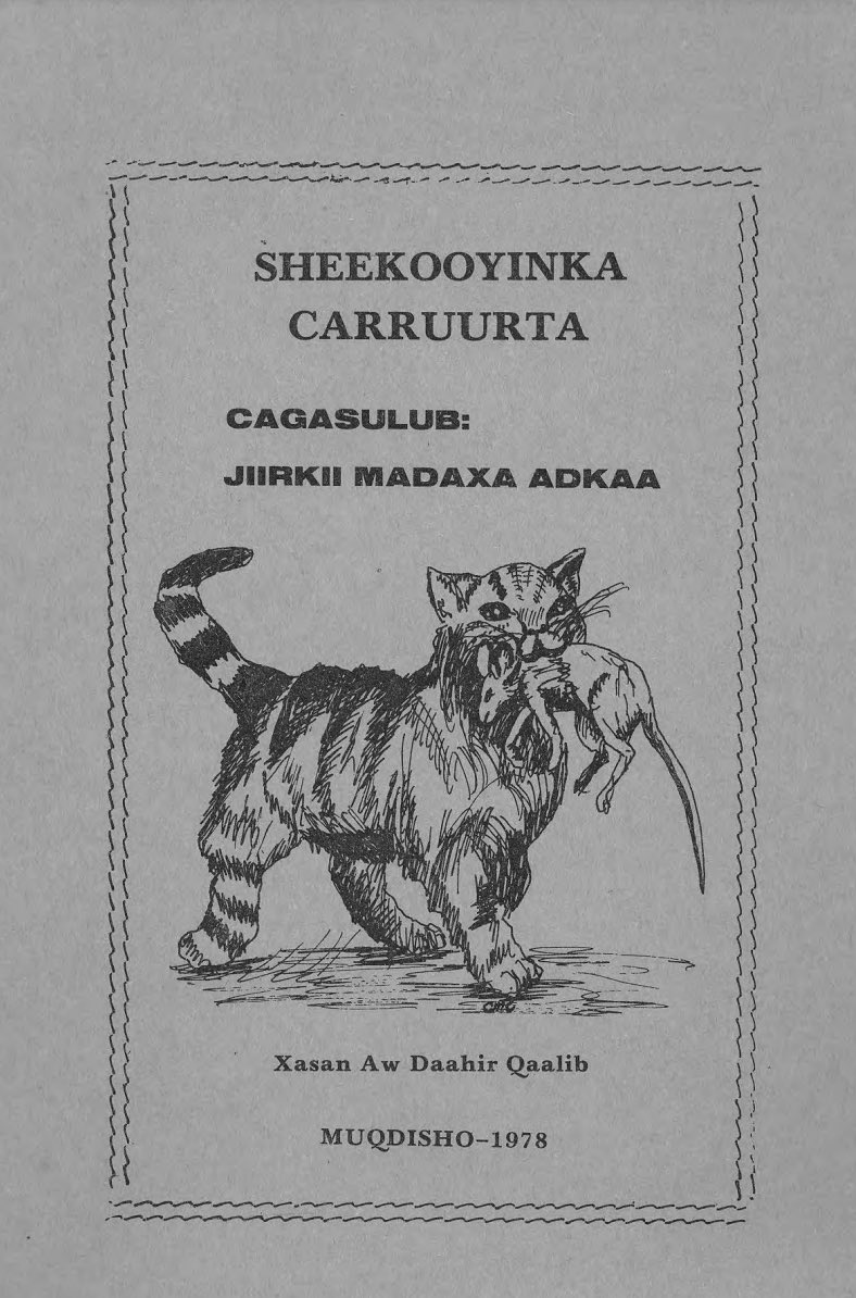 arkijireyddoon's tweet photo. reading a somali children's book from 1978 about an ciyaalsuuq mouse who refuses to obey his mother and ends up being eaten by a cat named Miyaw https://t.co/Tak4vbRjgS