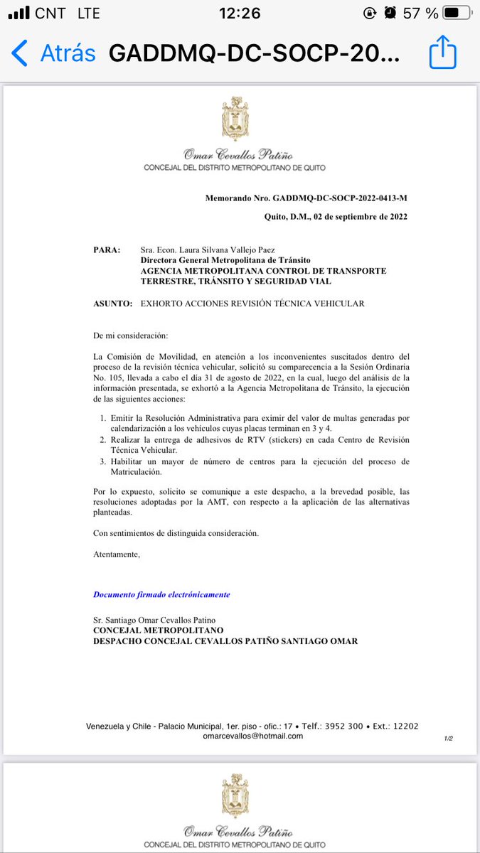 OmarCevallosP's tweet photo. La #RevisiónVehicular no se puede convertir en la pesadilla de quiteños y quiteñas. En la Comisión de Movilidad del @MunicipioQuito he exigido a @silvanavallejo una resolución. ⤵️ #QuitoEnAcción https://t.co/YSg0RirS8o