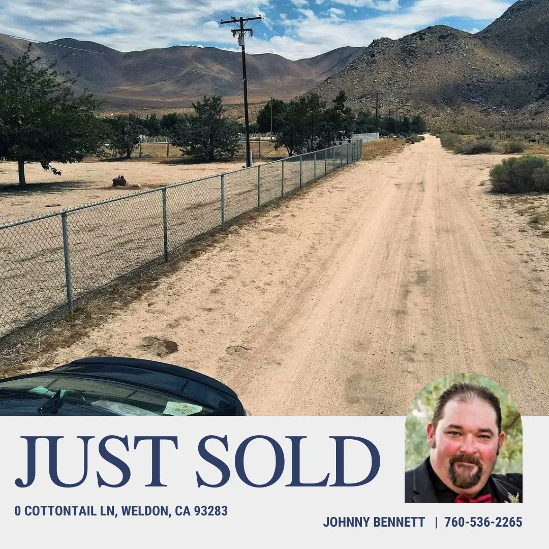 Kern_Homes's tweet photo. #JustSold For $13,900 is this nice, flat, buildable lot at 0 Cottontail Ln, #Weldon, #CA 93283. 

Want to #sellyourhome for the best price? Contact me!
📱 760-536-2265
📩 johnnybkrv@gmail.com
🔗 https://t.co/8dULfTXnNG https://t.co/yUx3bhjW1W
