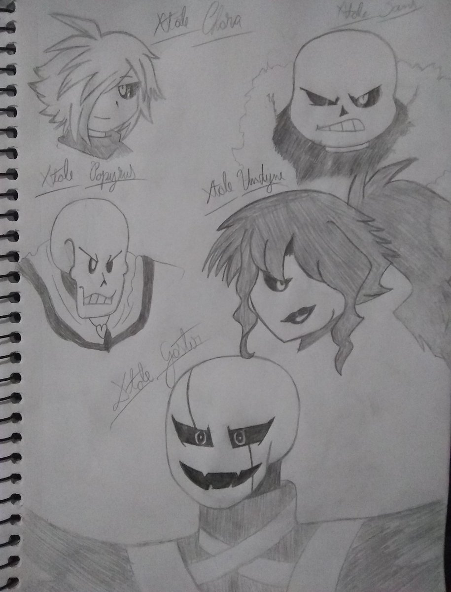 Shock_78's tweet photo. Xtale Chara, Sans, Papyrus, Undyne and Gaster #undertale #Xtale #art https://t.co/GMe8WU3nvU