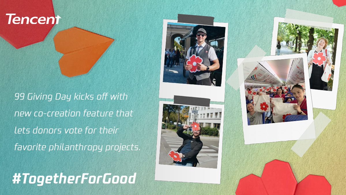 TencentGlobal's tweet photo. #99 Giving Day, one of the world’s largest charity festivals returns. This year sees the debut of #OneFlowerOneDream, which gives netizens a say in what programs to support. Learn more about our new model of philanthropic co-creation. https://t.co/susTZW6Ba0 #TogetherForGood https://t.co/T5xSXJBSJe