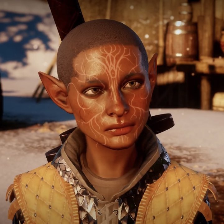 WritesRosella's tweet photo. @Noire75161285 NOIRE so I have to steal the chance to hold Virelan Lavellan up and screech (art by @Mogwaei 💚) Lore Tax: she was in training to replace her father as hahren in her clan, a role set aside for teaching children and telling stories, before volunteering to go to the Conclave. https://t.co/mkKfbh3Ytu