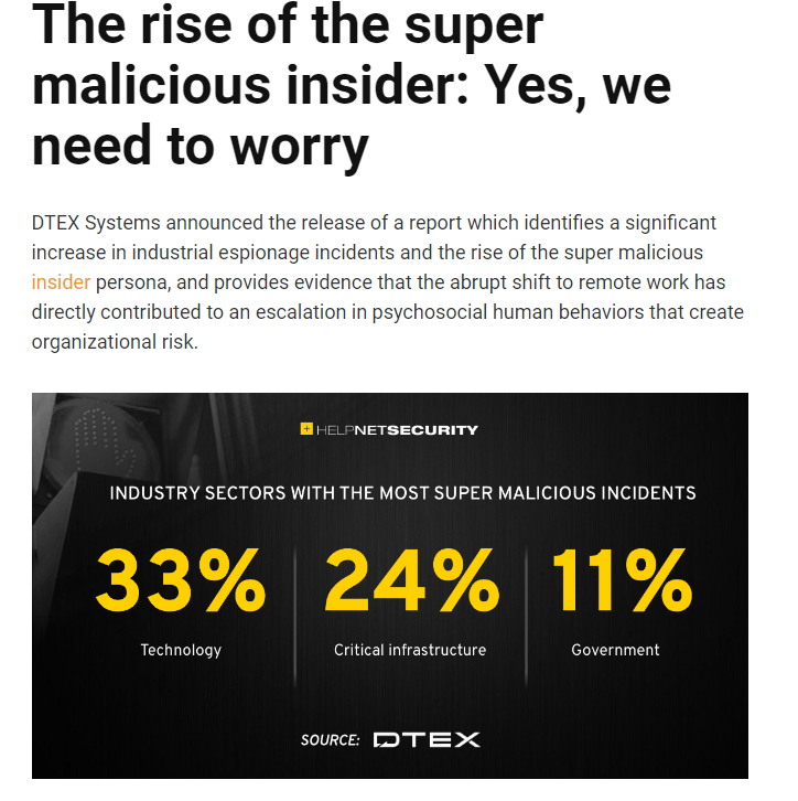 CleardLife's tweet photo. The rise of the super malicious insider: Yes, we need to worry.
#trustedworkforce #vetting #cleardlife https://t.co/HhylsctW14