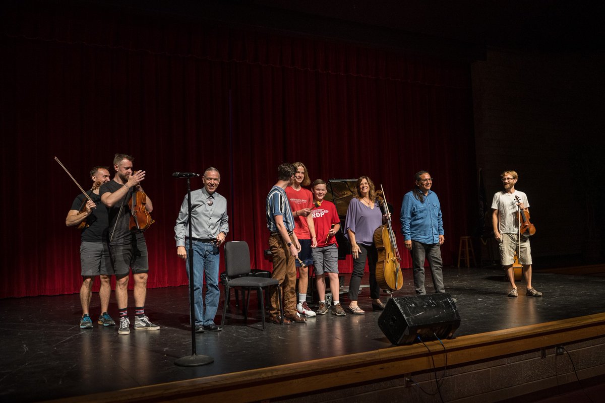 MoabMusicFest's tweet photo. Everyone's getting in on the fun! @grand_district students joined @jackquartet #TimLong
@JerodTate @DawnAveryArtist this morning on stage to help out. They got a sneak peek of theconcert tmrw, 9.3 @RedCliffsLodge - Sunrise on Turtle Island: Contemporary Native American Voices! https://t.co/wabiRfJ60V