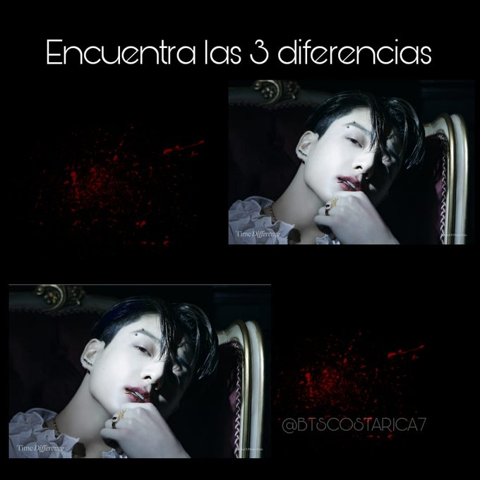 BTSCostaRica7's tweet photo. 🌹🎉 Dinamica #1🎉🌹
Comencemos esta fiesta con un escuentra las 3 diferencias 🥳🔥💜
Deja tus respuestas junto a tu captura de stream y las palabras claves
🔑OUR PURPLE LIGHT JK
Listen to #LeftandRigh by #CharliePuth (@charlieputh) featuring #JUNGKOOK of @BTS_twt https://t.co/BrM18RHraC