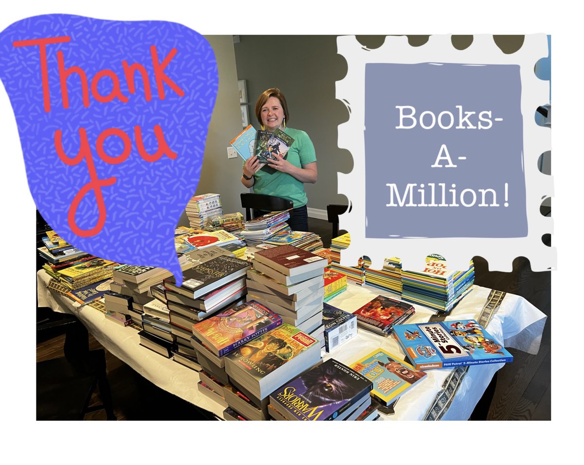 SHCougarLibrary's tweet photo. Thanks to @booksamillion Salina's book drive (and community support), $2,500 of books  were donated and distributed between all TWELVE  @usd305libraries!

#305GrowsGreatness #ReadMoreBooks #SchoolLibraries https://t.co/rpZi8jewdZ
