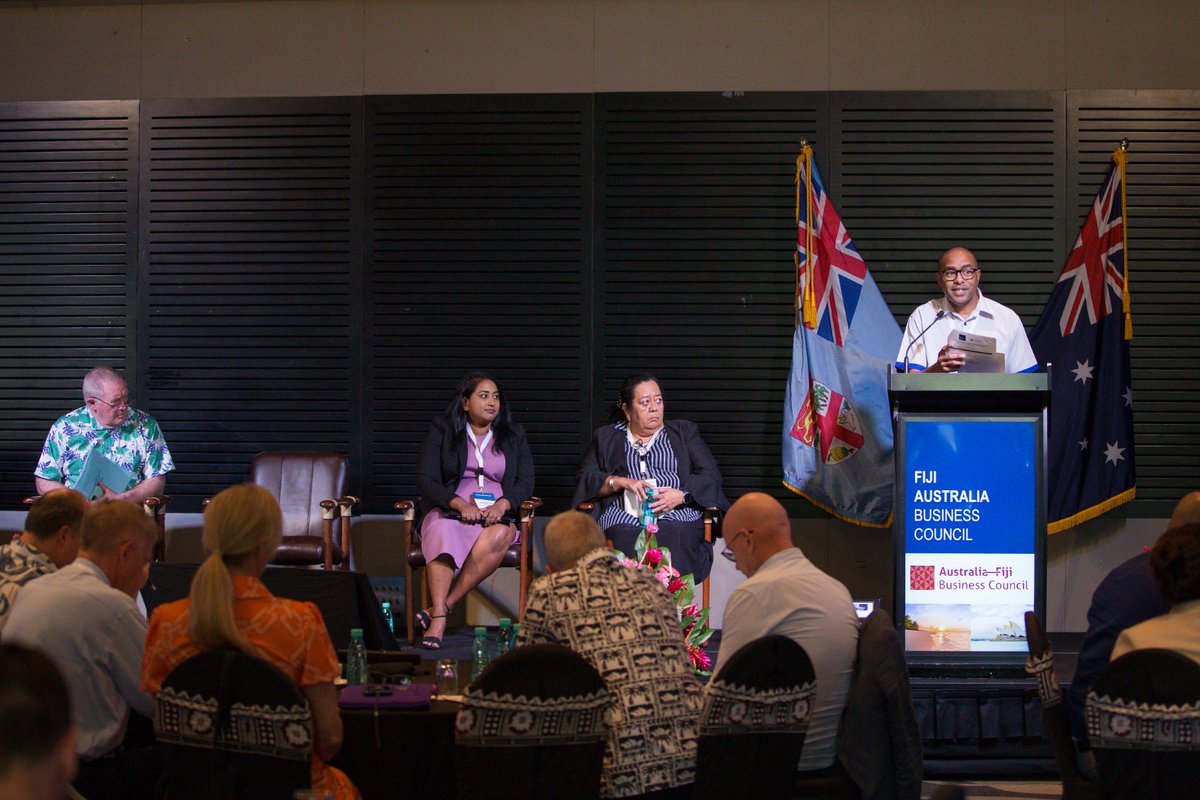 oceaniaolympic's tweet photo. We presented our #ONOC #B2032 Programme - our Pacific Islands 10-Year Roadmap to high performance &amp; medalling at the BRISBANE 2032 Olympics at the Joint Fiji-Australia Business Council (FABC) and Australia-Fiji Business Council (AFBC) Forum. #OceaniaTogether 

Photos: FABC https://t.co/8aX1qULPQX