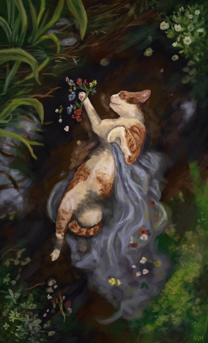 MeterNicole's tweet image. @korin_st gave me permission to paint her sister's dramatic cat 😻 He was just begging to be turned into a classic painting.