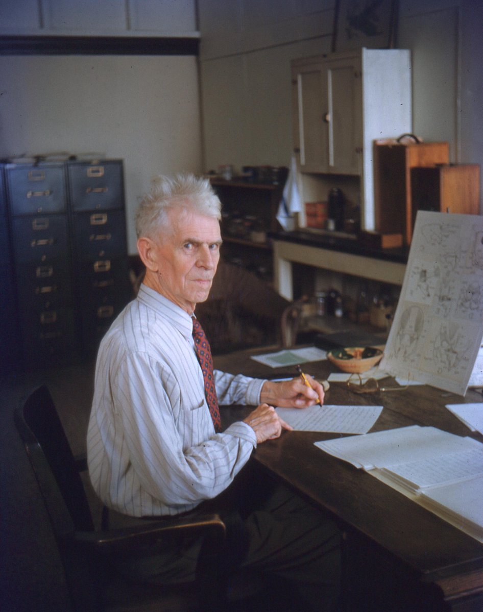 HistoryImageBot's tweet image. The American entomologist Robert Evans Snodgrass in 1949. [2391 x 3032]