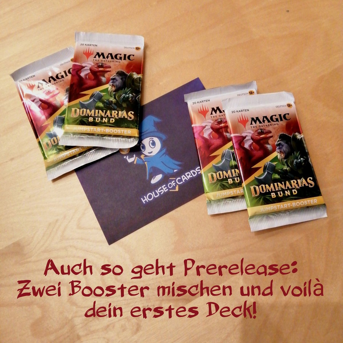 HoCusCards's tweet photo. Dein eigenes Deck aus zwei Boosters ziehen - das ist Jumpstart!
Hole dir zwei Boosters und entdecke Dominaria United, auch ganz ohne Vorkenntnisse 🥰
#mtgdominariaunited #dominariaunited #heroes #jayasflameliveson #jumpstart #prerelease #prereleaseimhoc #mtgimhoc #flgs https://t.co/re3DYL9NyJ