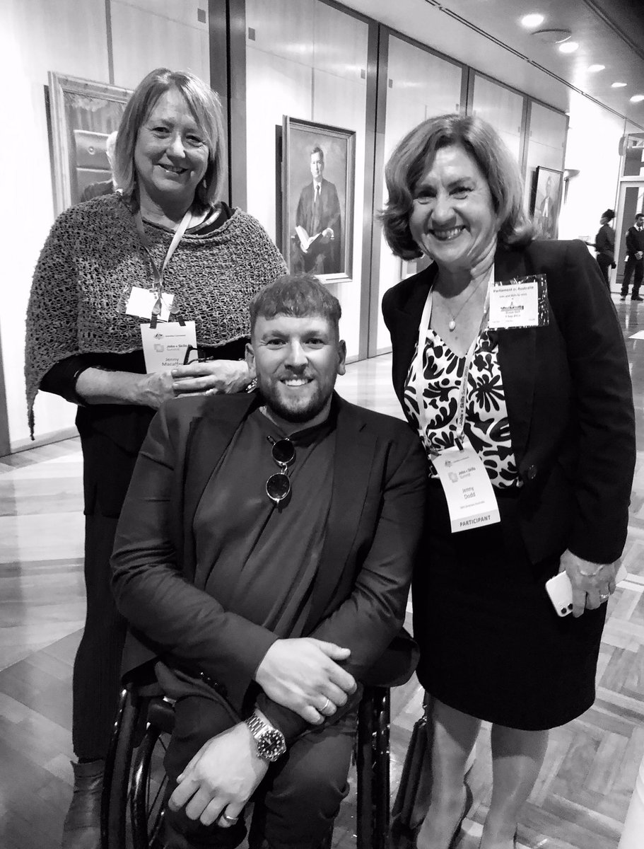 JennyMacaffer's tweet photo. Such a pleasure to meet Australian of the Year - the fearless @DylanAlcott @ the #JobsSummit2022. Adult community ed is a place for people of all abilities set in local settings across The nation. Joined here with Jenny Dodd @TafeDirectors #ALW2022 #ConnectWithLearning https://t.co/282IZE0kB0