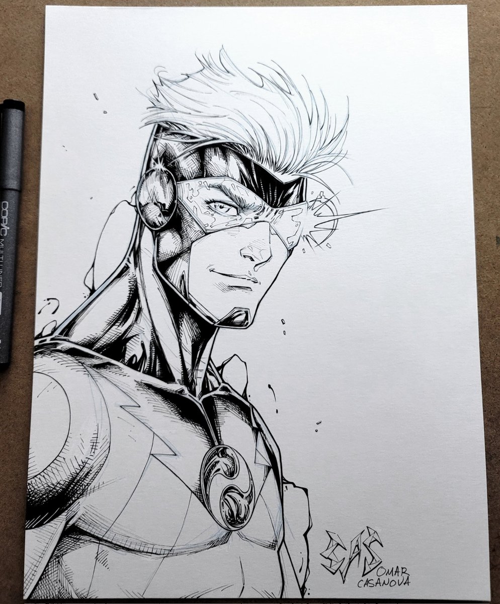 More Kid Kinetic! A 9x12 portrait done for <a href="/ResistancePg/">Resistance Publishing Group</a> From digital sketch to Traditional inks! ✒️⚡️⚡️⚡️ #indiecomics