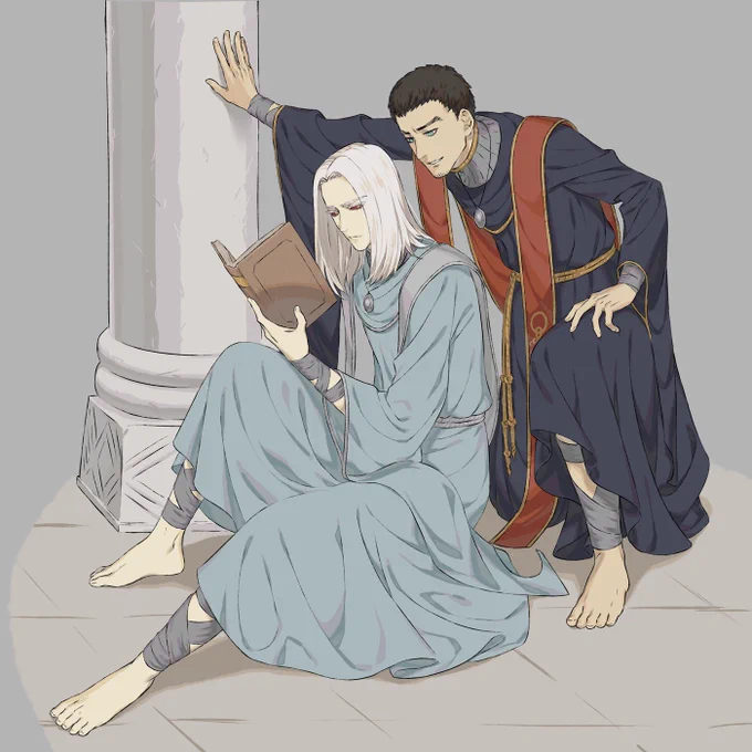 例のポーズをするギデオンとセルブス社長ギデオン若い頃のギデオンとセルブス(捏造)(妄想)#ELDENRING 