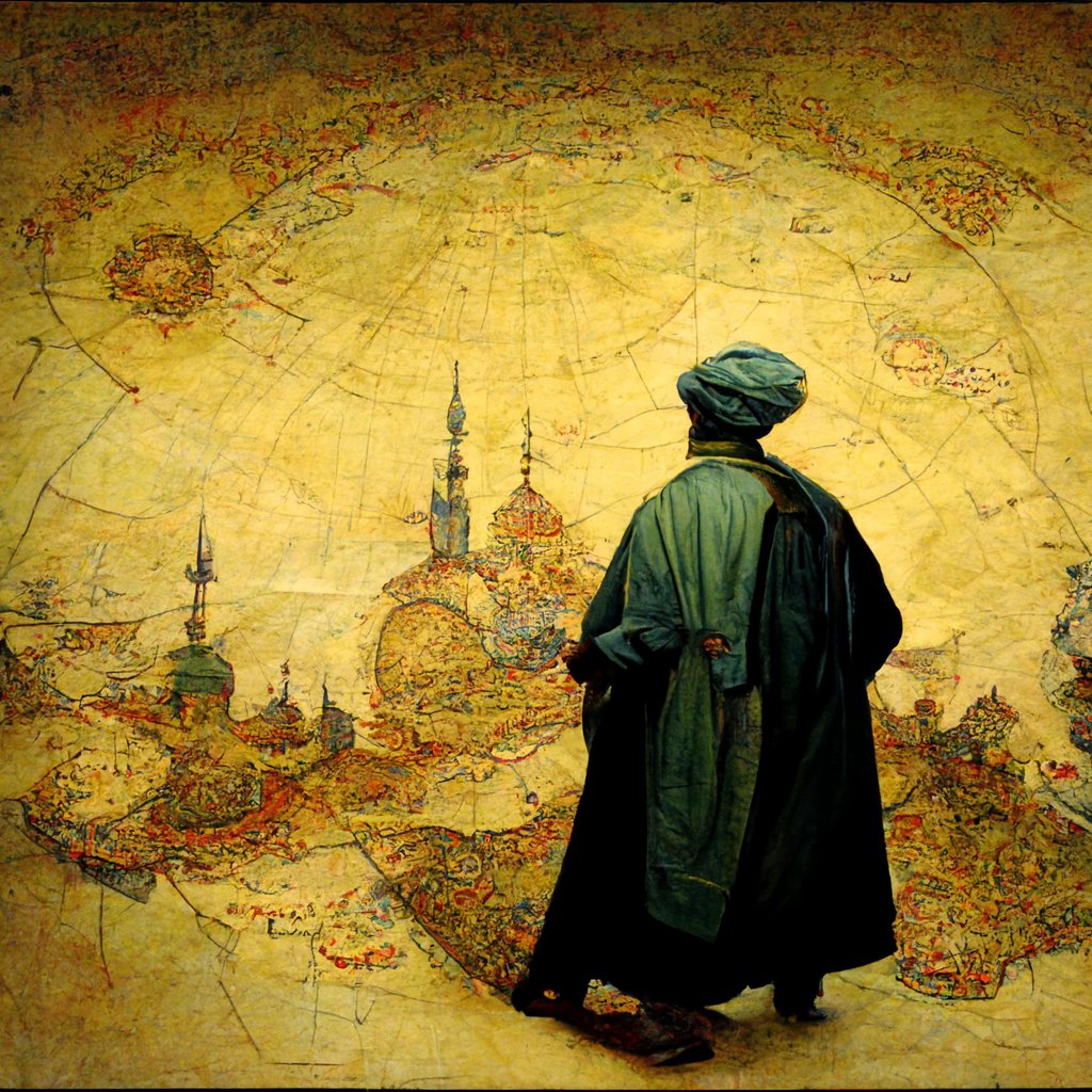 BirFurkanDogan's tweet photo. er-rihle fî talebi’l-hadîs konulu görsel. 

Uygulama gerçekten başarılı. İlham veriyor. 
#midjourney https://t.co/1Vg12Fnt8v