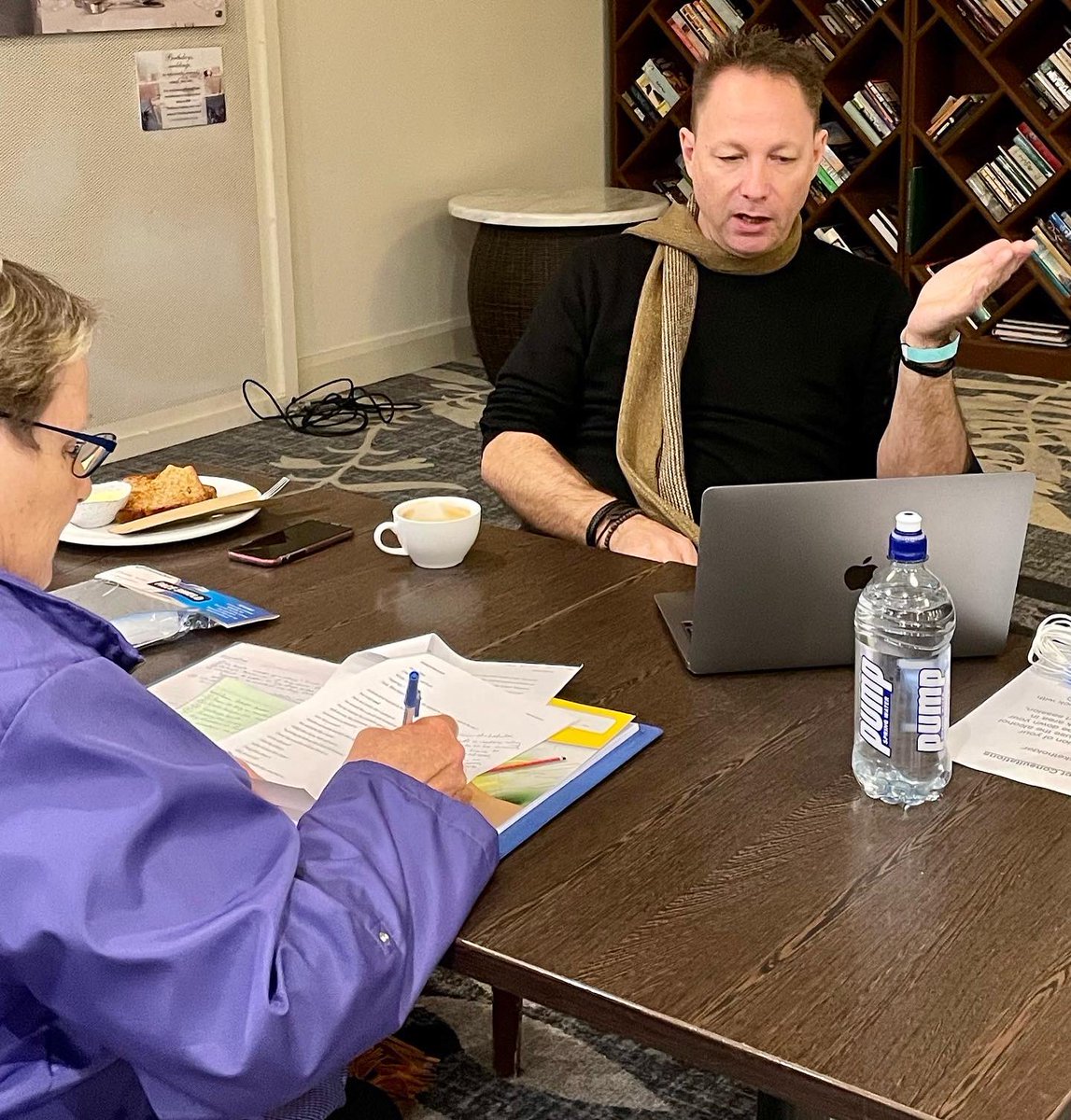 LarrikinH's tweet photo. Boss man doing what he does best … having a chat 😆

Manuscript assessments are underway at @shirewritefest 💛 James has a day of assessments alongside Claire Hallifax, Beverley Cousins &amp; Mary Verne. #unleashed 

Don’t miss the panel revealing secrets of the industry. https://t.co/wn9QTtP3WV