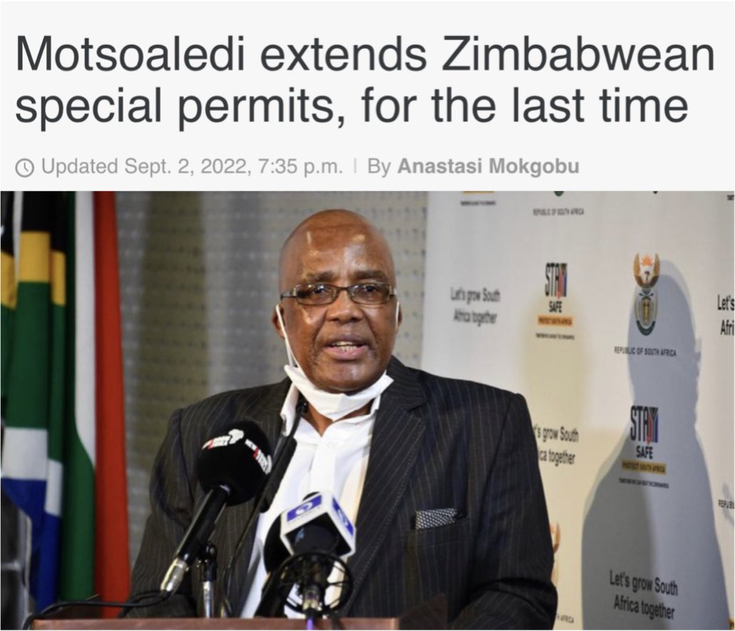 ZASMorg's tweet photo. ZEP EXTENDED UNTIL JUNE 2023.
Aaron Motsoaledi has extended #ZimbabweExemptionPermits by another six months to the 31st of June 2023. This is a huge victory for @SimbaChitando and congratulations are in order. Well done bro, best advocate of our generation. Now #ZASMvsSAbanks. https://t.co/Q5TiwALC6W