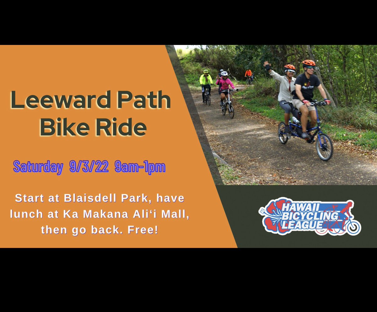 Join us tomorrow at 9am for this fun ride to explore the progress of the Leeward Path! For more info visit: fb.me/e/1SltsVabR

#bikelife #bike #leewardbikeway