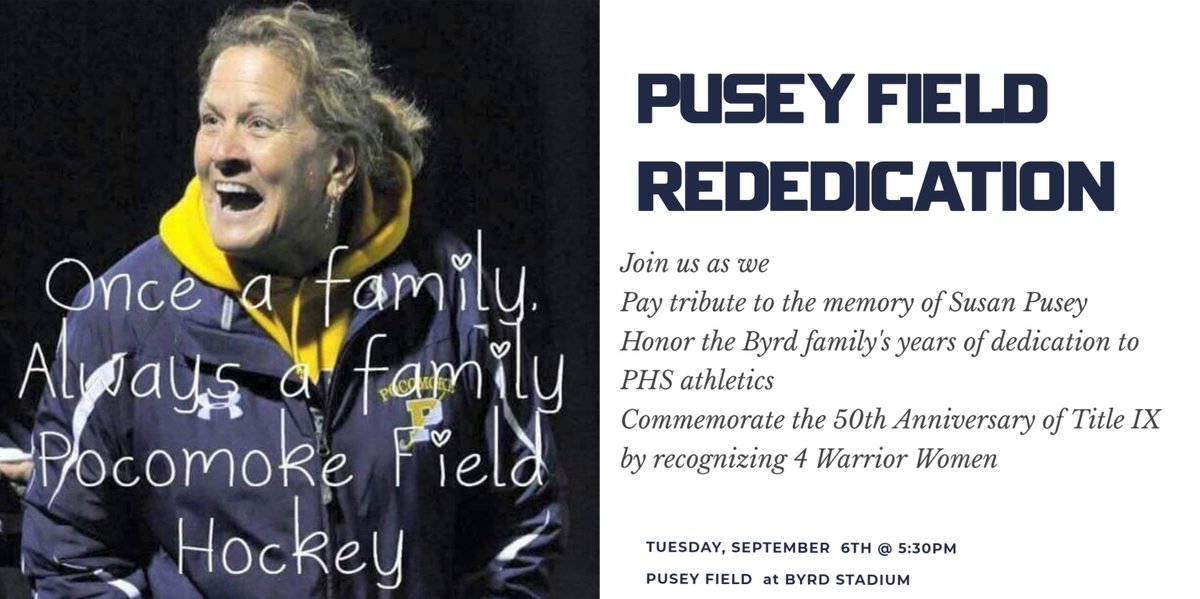 Come Join Us September 6th for the Pusey Field Rededication!