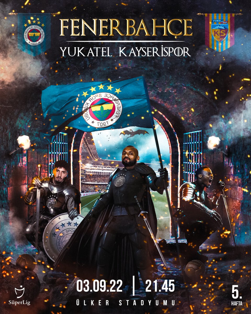 🆚 Yukatel Kayserispor 
🗓 3 Eylül Cumartesi  
🕤 21.45 
📍 @ulkerstadyumu 
📲 #FBvKYS