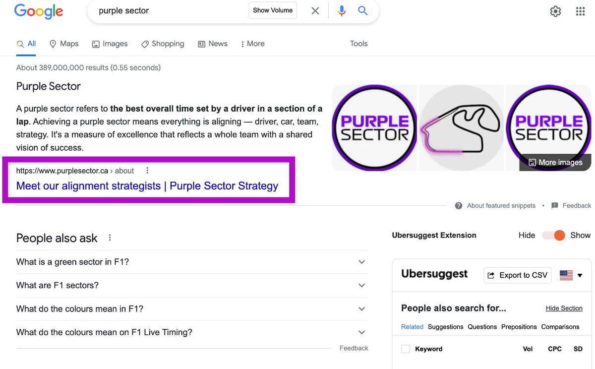 heynovaio's tweet photo. Check it out! Google has pulled the definition of a purple sector from our client's website! It's incredible what a clean web build can do for your SEO!

@purplesector_ca  #SEO #WebDesign #UX https://t.co/bc6yhaZiSM