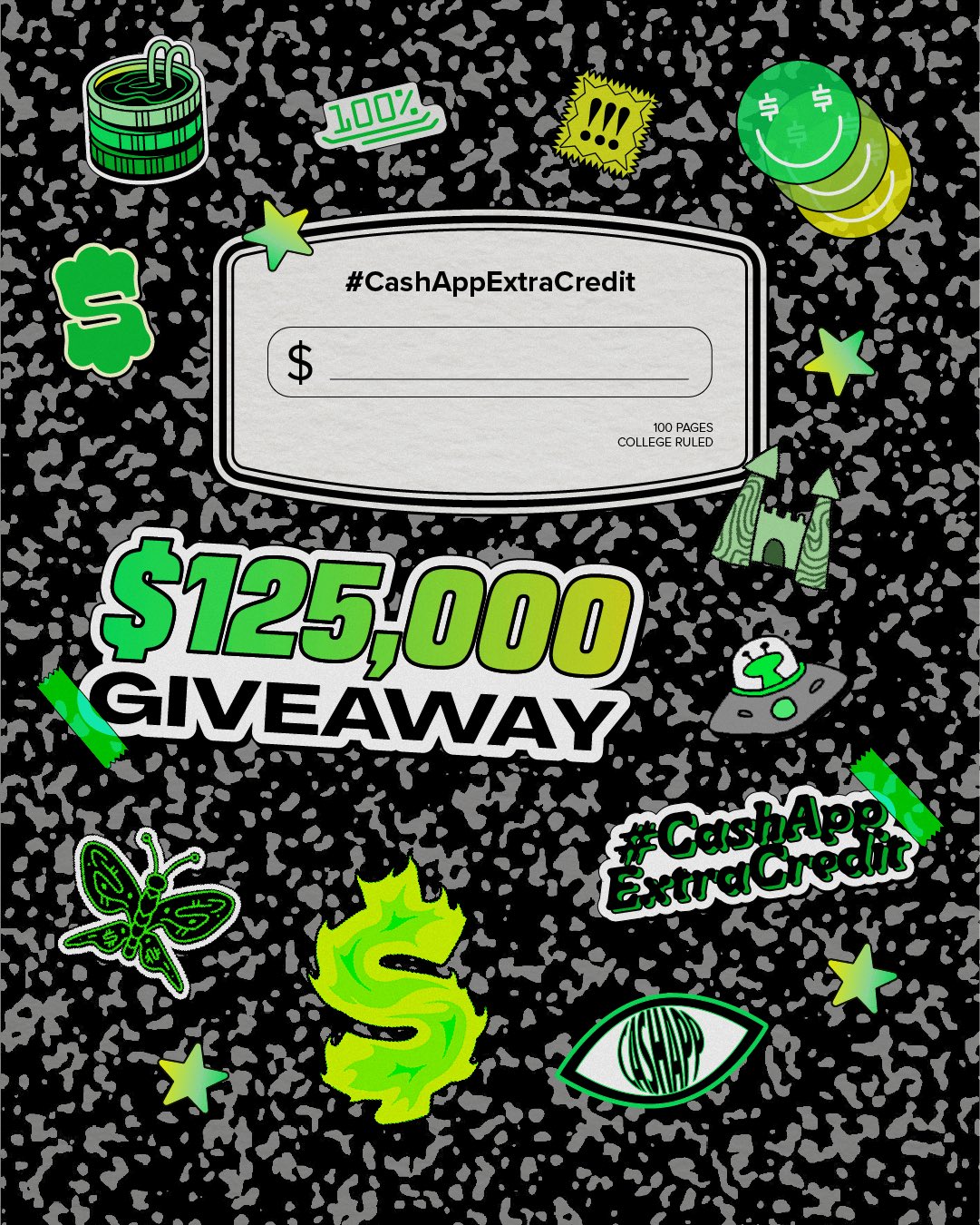 Cash App on X: Pencils down. We're giving away $125K for