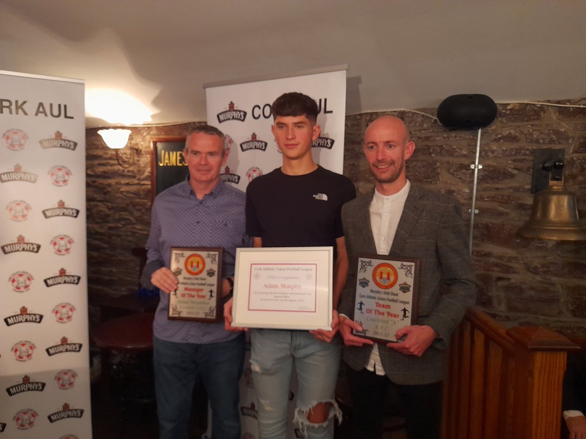 Coachford_AFC's tweet photo. Thank you to @CorkAul @Heineken_IE for a great night at the first Cork AUL awards night in 3 years. 
Well done to @strandunited &amp; @DonoughmoreAFC on their awards 👏👏 https://t.co/PaSCbTN7J8