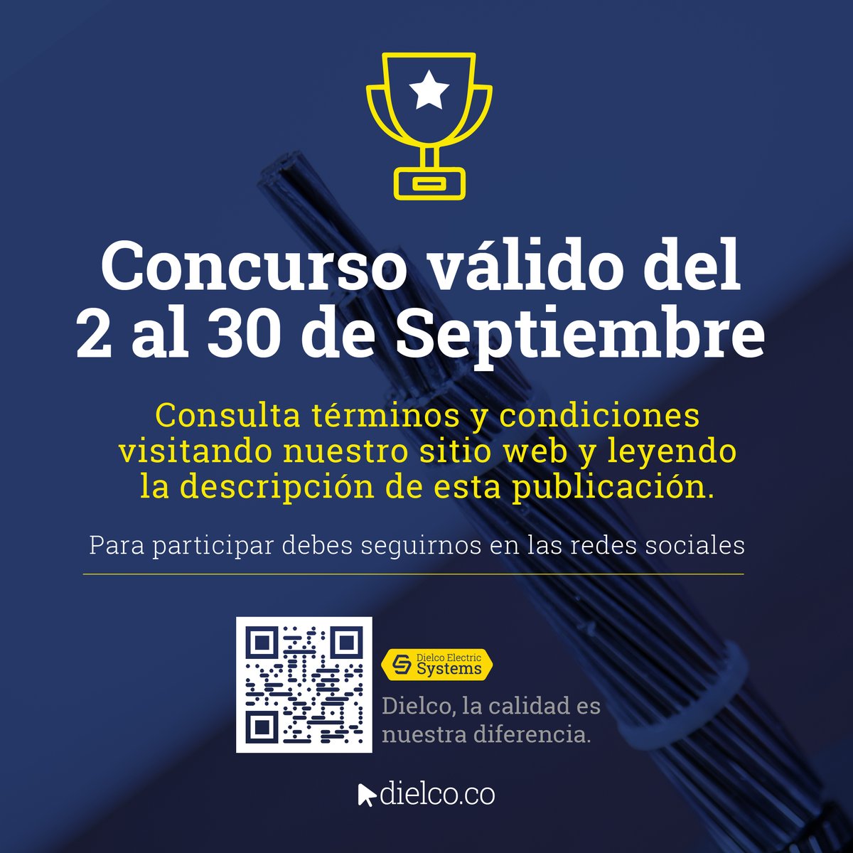 DielcoSas's tweet photo. ¡Dielco y ProCables unidos para premiarte! 😁⚡ Por la compra de nuestros productos podrás participar para ganar maravillosos premios😎 

Dielco, la calidad es nuestra diferencia🤝.

#Dielco #ElectricSystems #ProCables https://t.co/WAE3ecjMxs