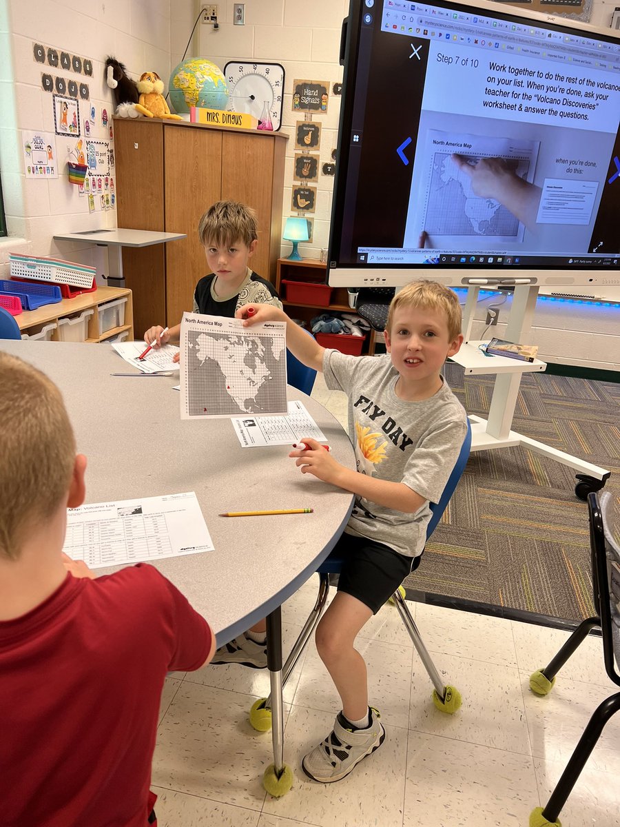 heatherldingus's tweet photo. These @MulberryEagles are using their map and science skills to identify where volcanoes are located around the world using coordinates in our Mystery Science lesson. @Milford_Schools #LetTheGoodTimesRoll https://t.co/5pPAI4Bkg8