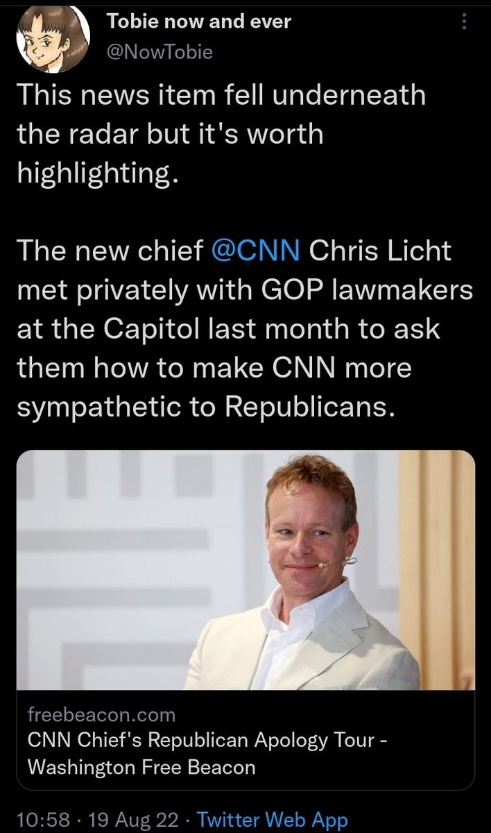 lebang_moloi's tweet photo. Chris Licht fired Brian Stelter &amp; Lost the best correspondence John Harwood...

Only this good guys Don Lemon, Jim Acosta, Wolf Blitzer &amp; Anderson Cooper
Goodbye CNN &amp; #BoycottCNN are still trending https://t.co/zGPYGGhrrE