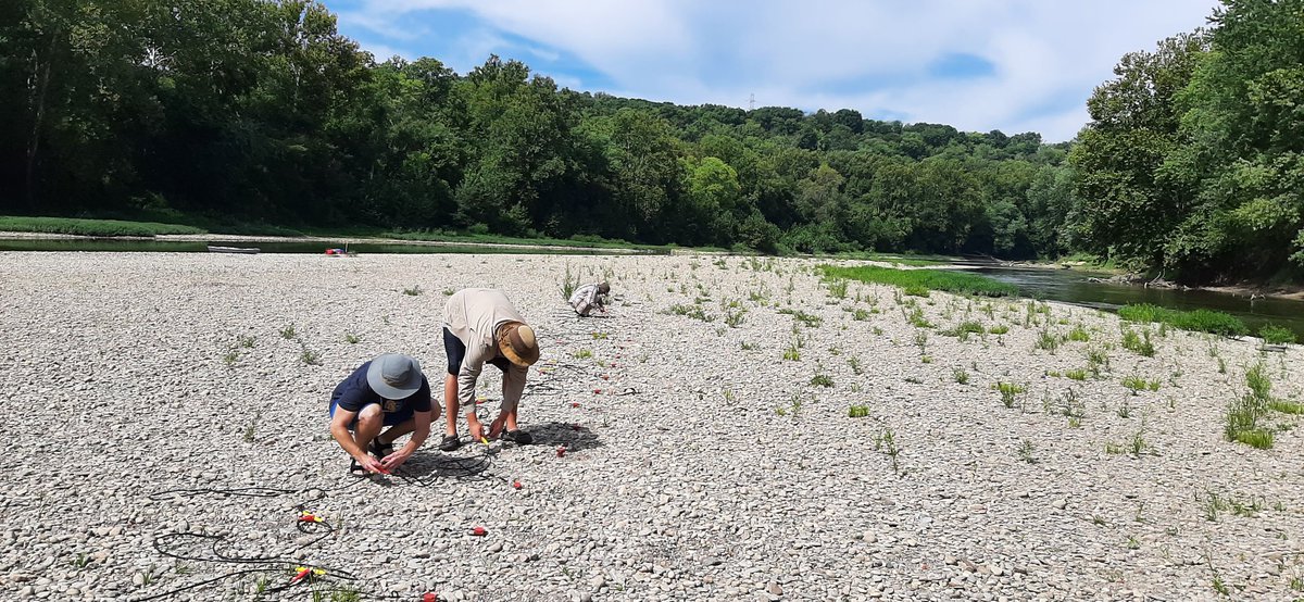 Summer ended but not field work at the TEMMS. Today seismic survey over a compound bar deposit...