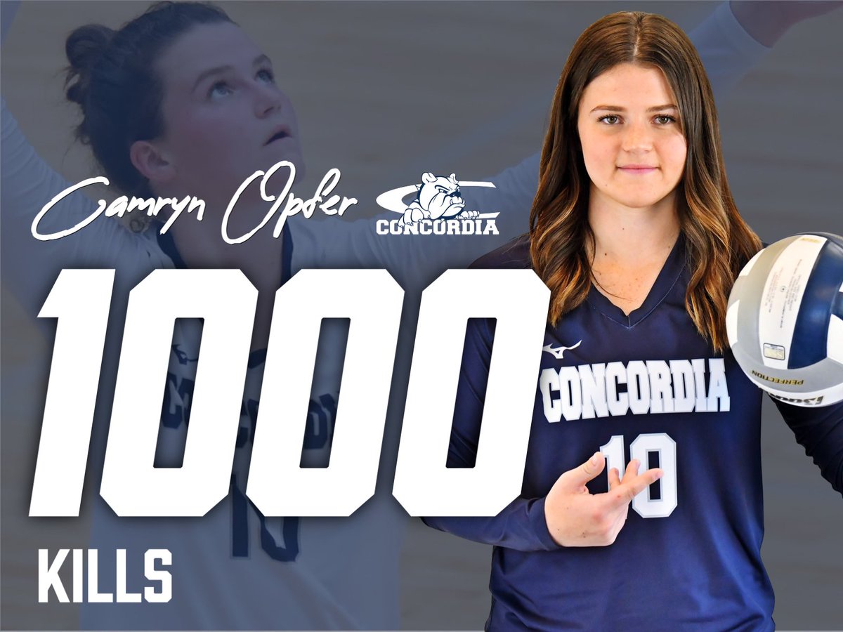 Congrats to @OpferCamryn on another milestone - 1,000 career kills! Opfer is the fourth player in <a href="/cunevolleyball/">Concordia Bulldogs Volleyball</a> history to accumulate both 1,000 kills and 1,000 digs.

👏👏👏