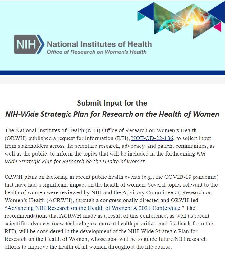 UNC_WHMC's tweet photo. Issued by Office of Research on Women's Health (ORWH). Learn more here: https://t.co/FRPTWbA8PY https://t.co/MUrgM5jq4f