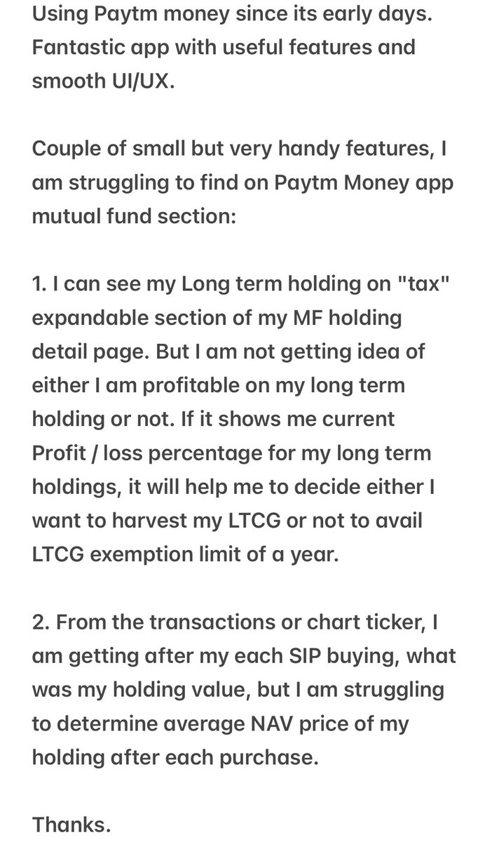 npj008's tweet photo. @PaytmMoney @PaytmMoneyCare @SridharVarun Couple of suggestions from an old user of Paytm Money..... https://t.co/SWEsh6VC3X