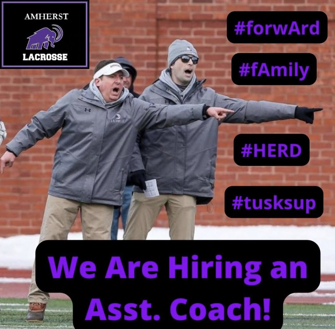 AmherstMLAX's tweet photo. Are you looking to join the #HERD this fall? We are currently accepting applications for an Assistant Coach for the 2022-2023 season. If interested, please apply via the Human Resources page on the Amherst College website. https://t.co/XGvsCPiEVM