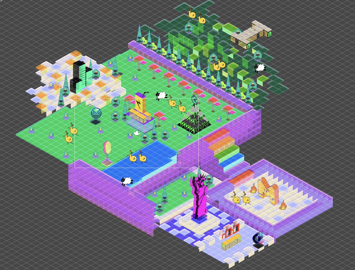 DAOCrossing's tweet photo. Building DAOGaia...can you find all the DAOs in the image🧐 @gnosischain and @Covalent_HQ are there cuz they both gave us a prize in ETHNYC, @LensProtocol is there because they make good trees, @KERNEL0x for little flowers, and pool for @Poolsuite just for fun lol https://t.co/GZzhHWqqlq