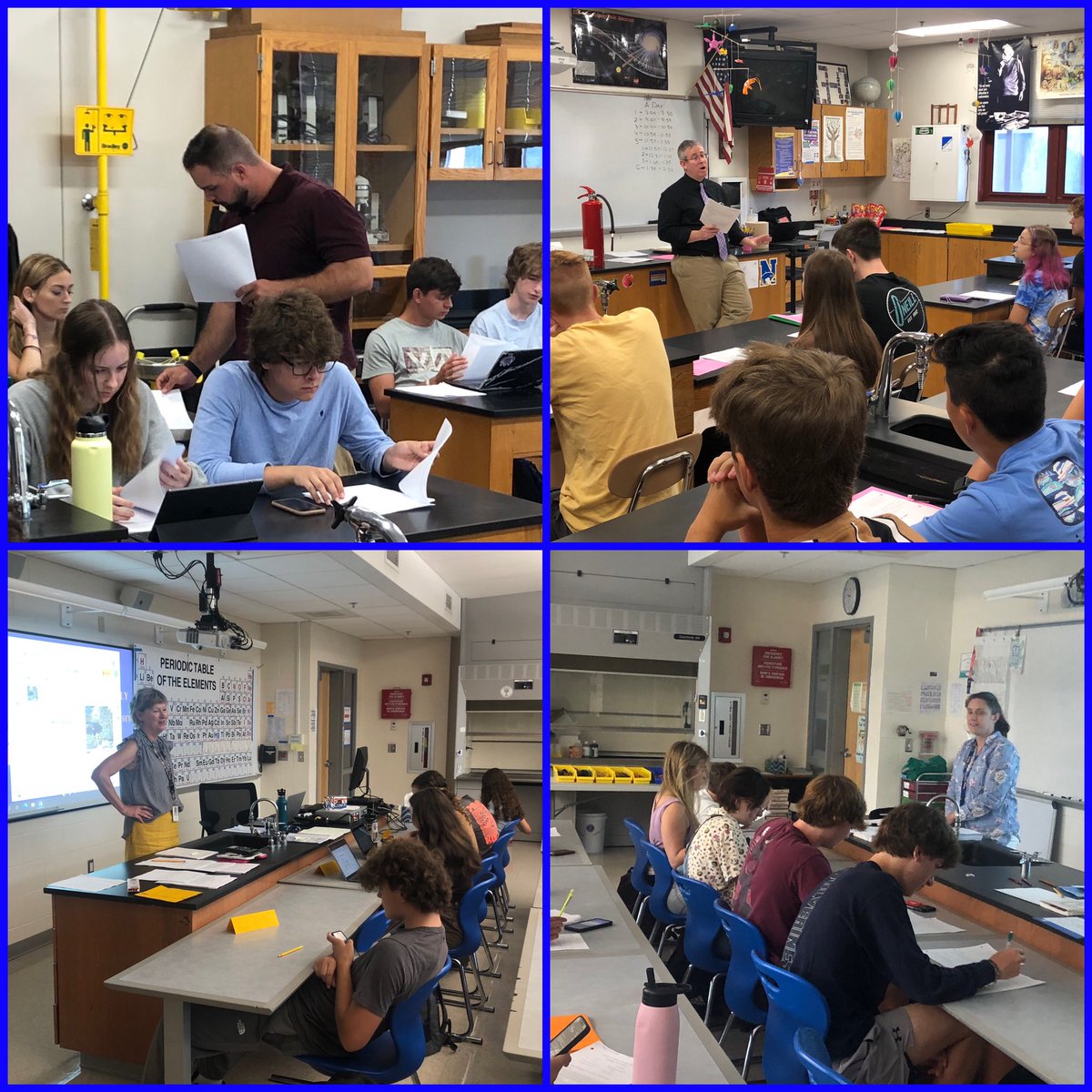 CCanfield100's tweet photo. More #NewtownHS #science pics from the first week of school: Mrs. O’Sullivan, Mrs. Paulsson, Mr. Dyer, Mr. Thomas. #chemistry #biology #astronomy #physics #APEnvironmental #APES https://t.co/86FTIawQyF