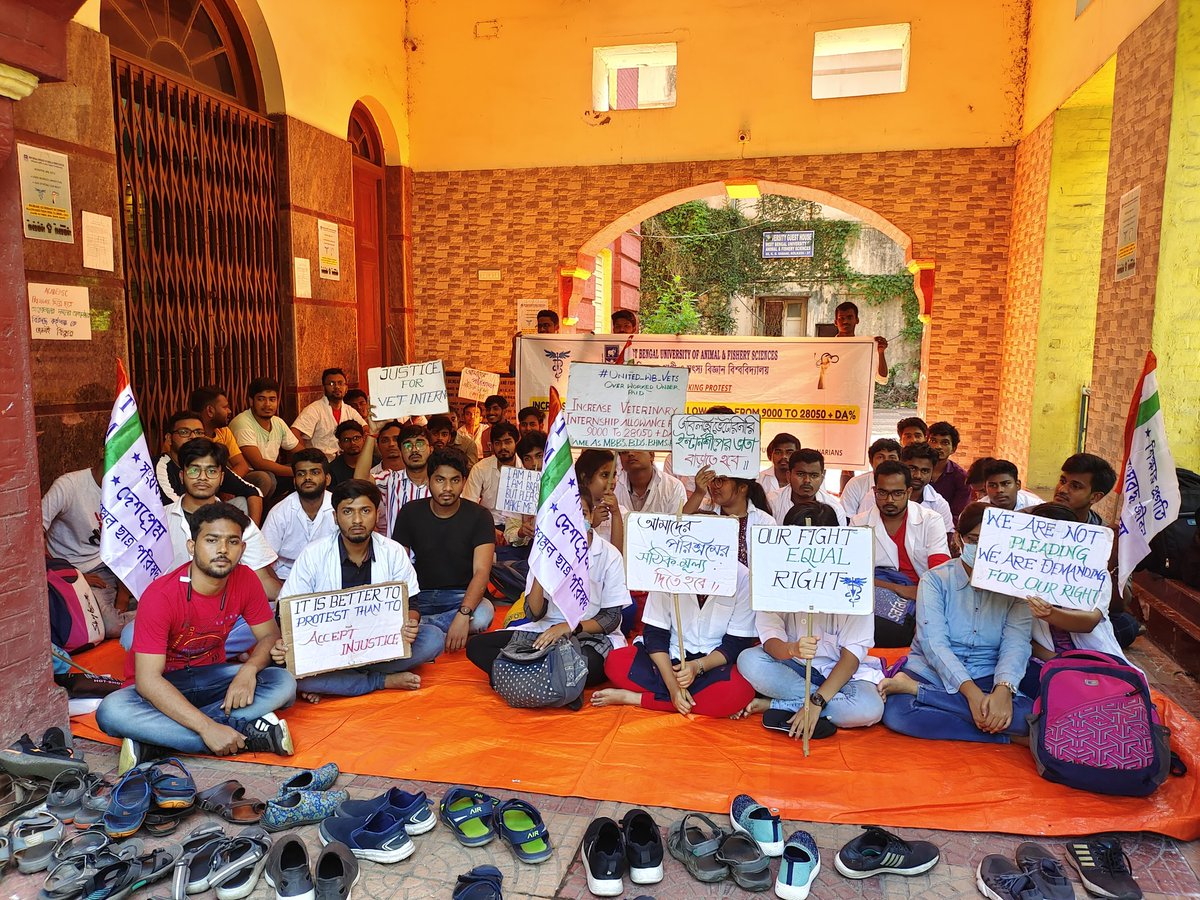 ForumBengal's tweet photo. অবস্থান বিক্ষোভ, Day-18 #increase_wb_vet_stipend #increase_veterinary_intern_stipend
#increase_veterinary_internship_allowance
@MamataOfficial @SwapanDebnath98 @narendramodi @WBTMCPofficial
@AITCofficial @HomeBengal @atul1chaturvedi @Murugan_MoS @Dept_of_AHD @presidentVCI https://t.co/yQ0Cdk8e8P
