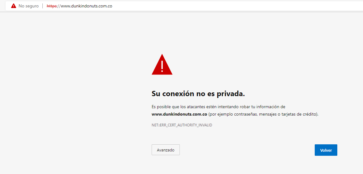 charlysumo's tweet photo. Hola @dunkincolombia, es hora de renovar el ssl. https://t.co/JzLquXbXqc