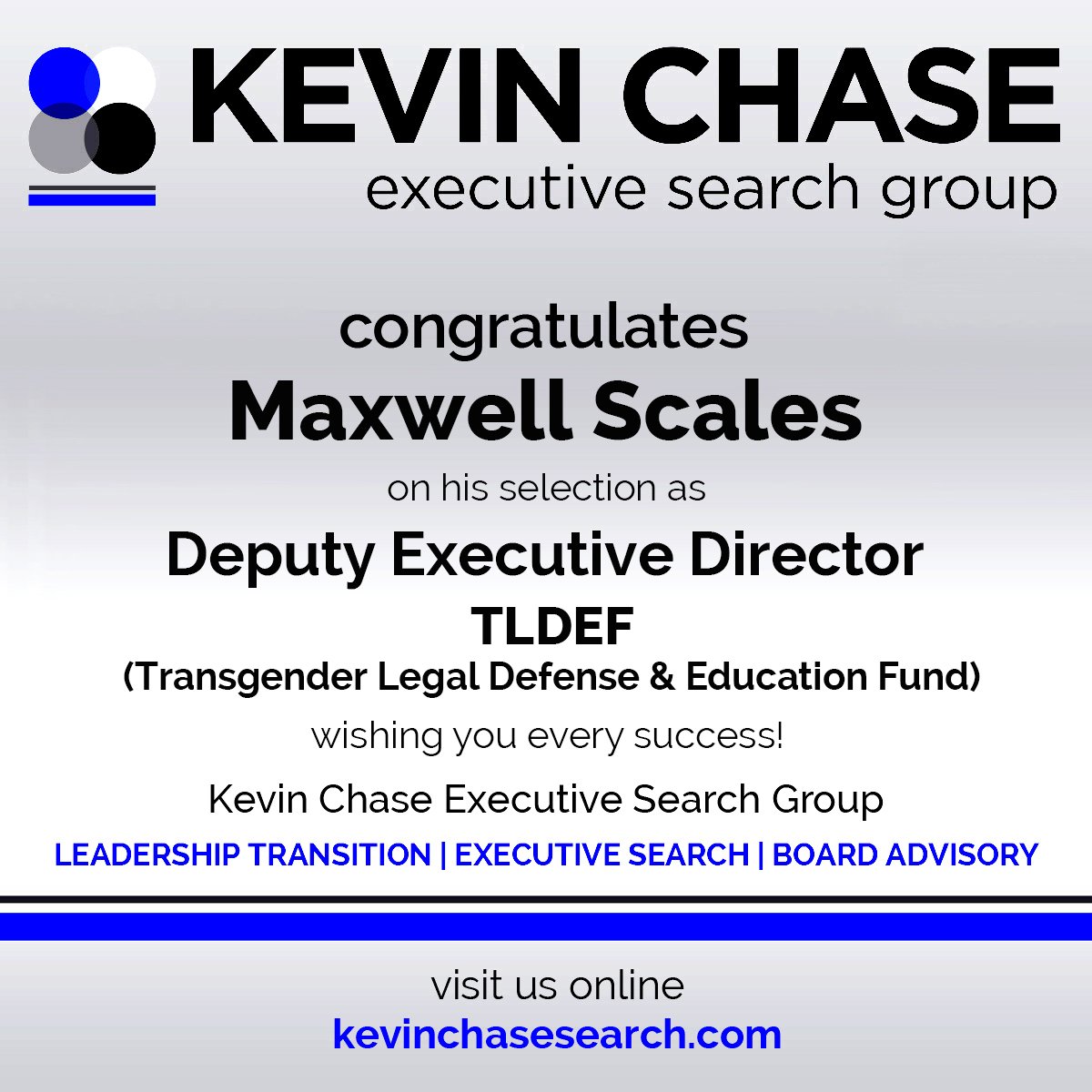 kchasesearch's tweet photo. Honored to work once again with @TLDEF on this search. Wishing #MaxwellScales (he/they) and the entire TLDEF Team every continued success with the addition of this critical new role!! #TransRightsAreHumanRights https://t.co/Hm1Rh0wtEg