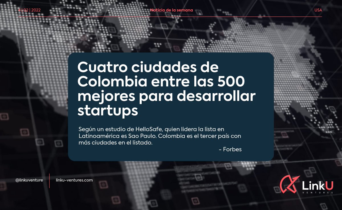 Bogotá, Medellín, Cali y Barranquilla, hacen parte del listado de HelloSafe, ubicando a Colombia tercero en el ranking lantinoamericano, solo superado por Brasil y México, además Argentina, con dos ciudades, y Chile, con una.

Lee la noticia completa: cutt.ly/sCaBT5q