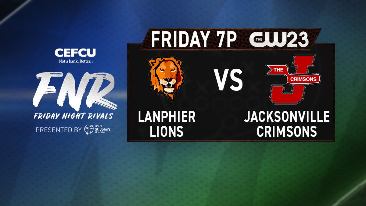 TONIGHT in our Friday Night Rivals Game of the Week the Lanphier Lions take on the Jacksonville Crimsons!  

#FNRIL

cw23tv.com/sports/friday-…