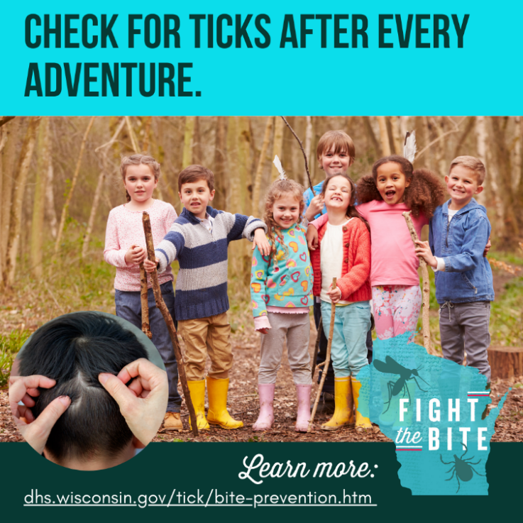 DHSWI's tweet photo. Wherever your weekend plans take you, don't forget to #FighTheBite! Wear repellent to ward off mosquitoes AND ticks, and be sure to do a tick check when you come inside! Get more tips at https://t.co/d84of6it9W
#Wisconsin #Outdoors #LaborDayWeekend2022 https://t.co/ybVejAZ4Dl