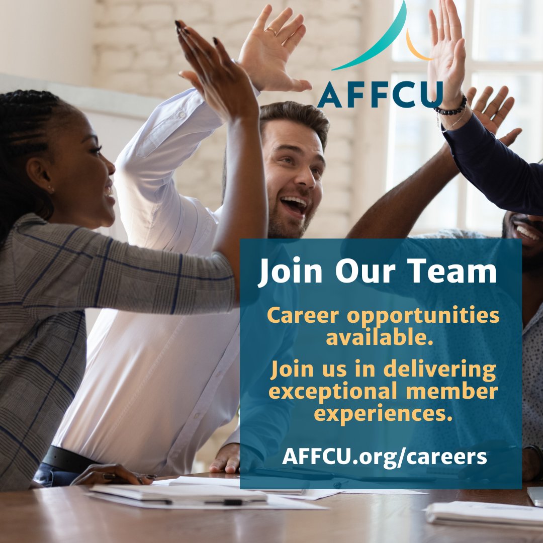 affcuMD's tweet photo. Looking for a new career opportunity? Well, we're looking for you. 
Join our team and be a part of our mission to deliver exceptional member experiences. 
Check out our current openings in finance and marketing. 
Learn more and apply at https://t.co/qWidTuzUwS https://t.co/mloeQxpNvL