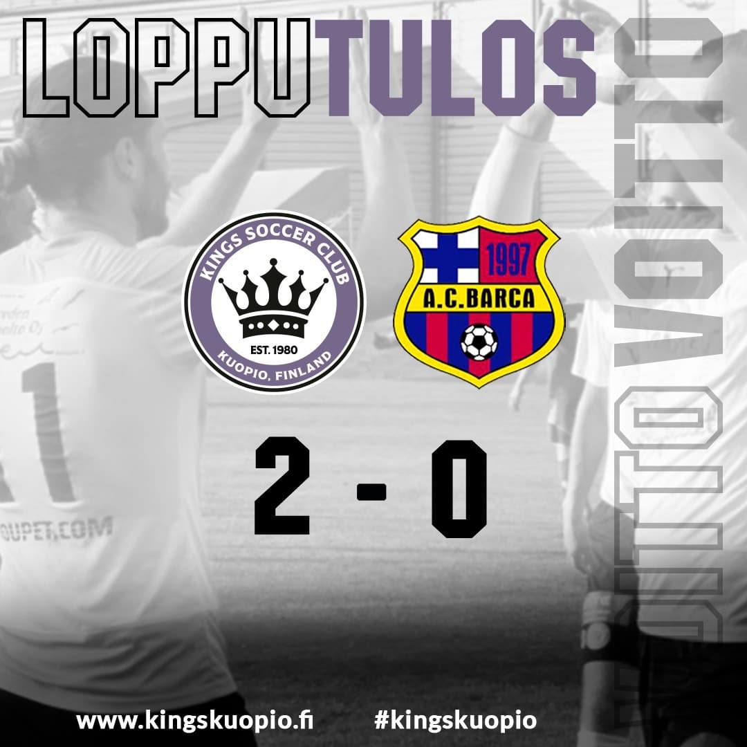 KINGSKUOPIO's tweet photo. Kuninkaat voittoon 🔥🔥

Kings SC vs. AC Barca 2-0 (1-0)

⚽ Veikko Jäkälä
⚽ Esa-Pekka Vartiainen

Seuraava ottelu FC Blackbird vs. Kings SC, perjantaina 9.9. klo 19:00 Jyväskylä

#kingskuopio #itäsuomenkolmonen #kuopio https://t.co/tOd1SSlnwh